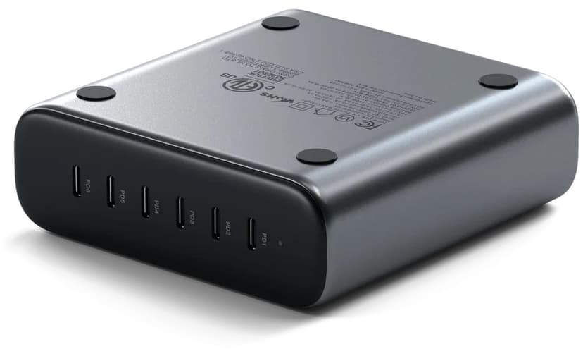 Satechi 200W USB-C 6-port GaN charger Avaruuden harmaa