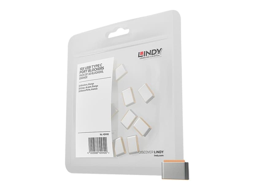Lindy Port Blocker USB-C Orange 10-pack without key