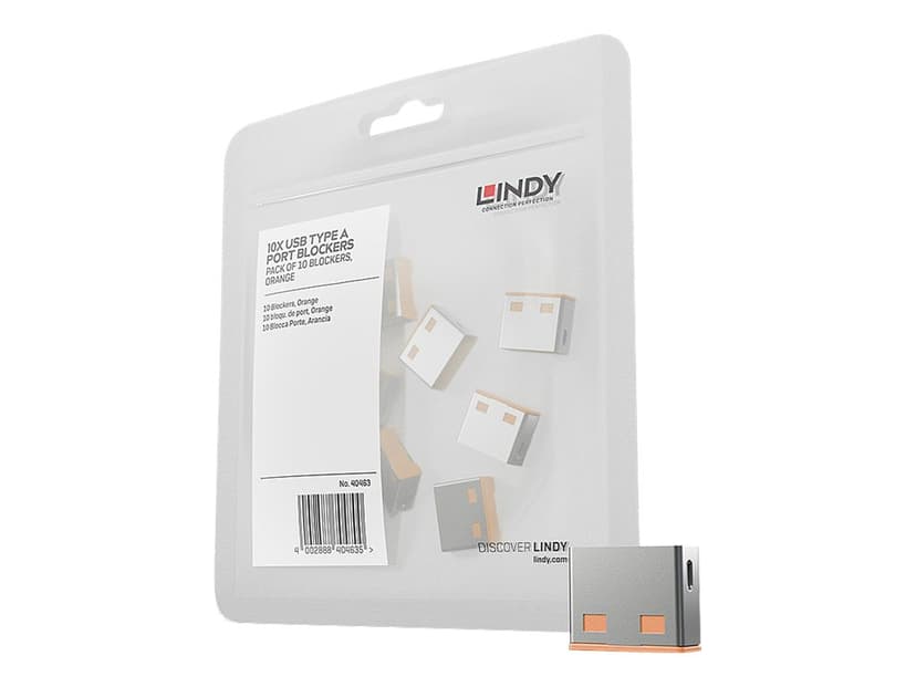 Lindy USB Port Blocker Orange 10-pack without key