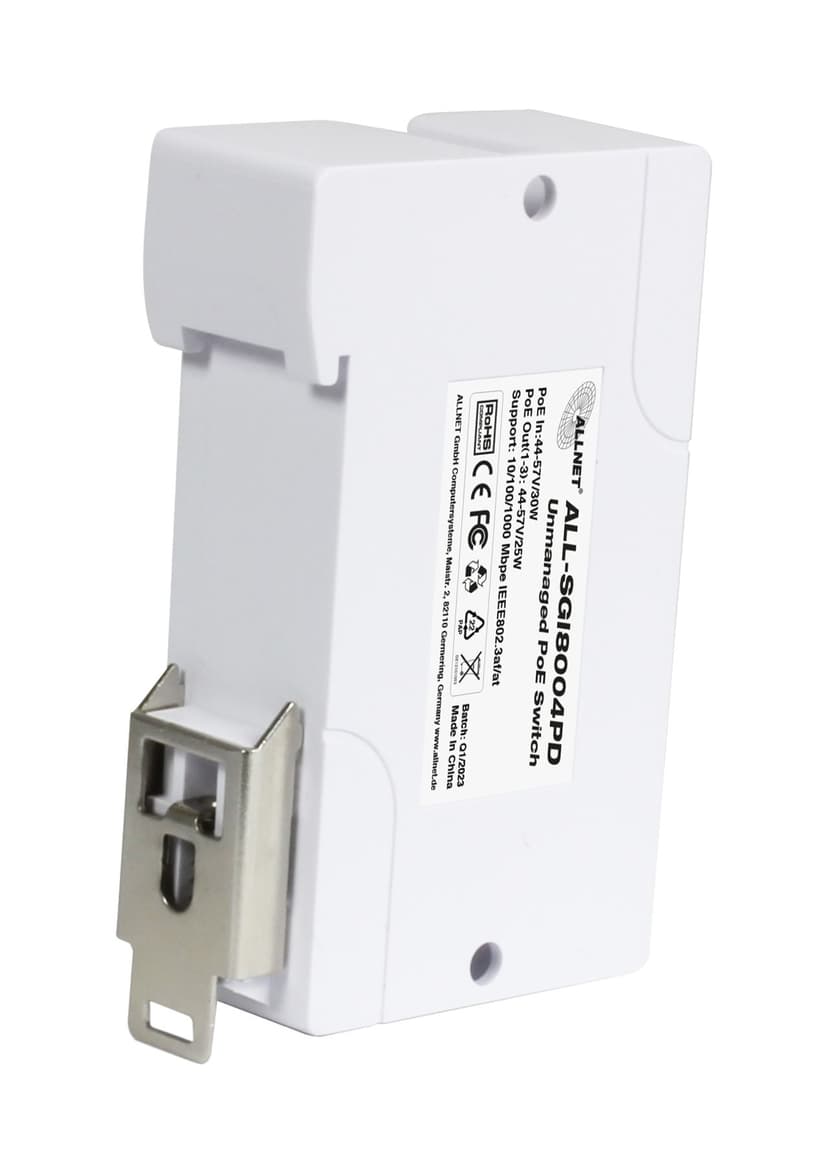 Allnet SGI8004P 4-Port PoE 24W DIN Switch