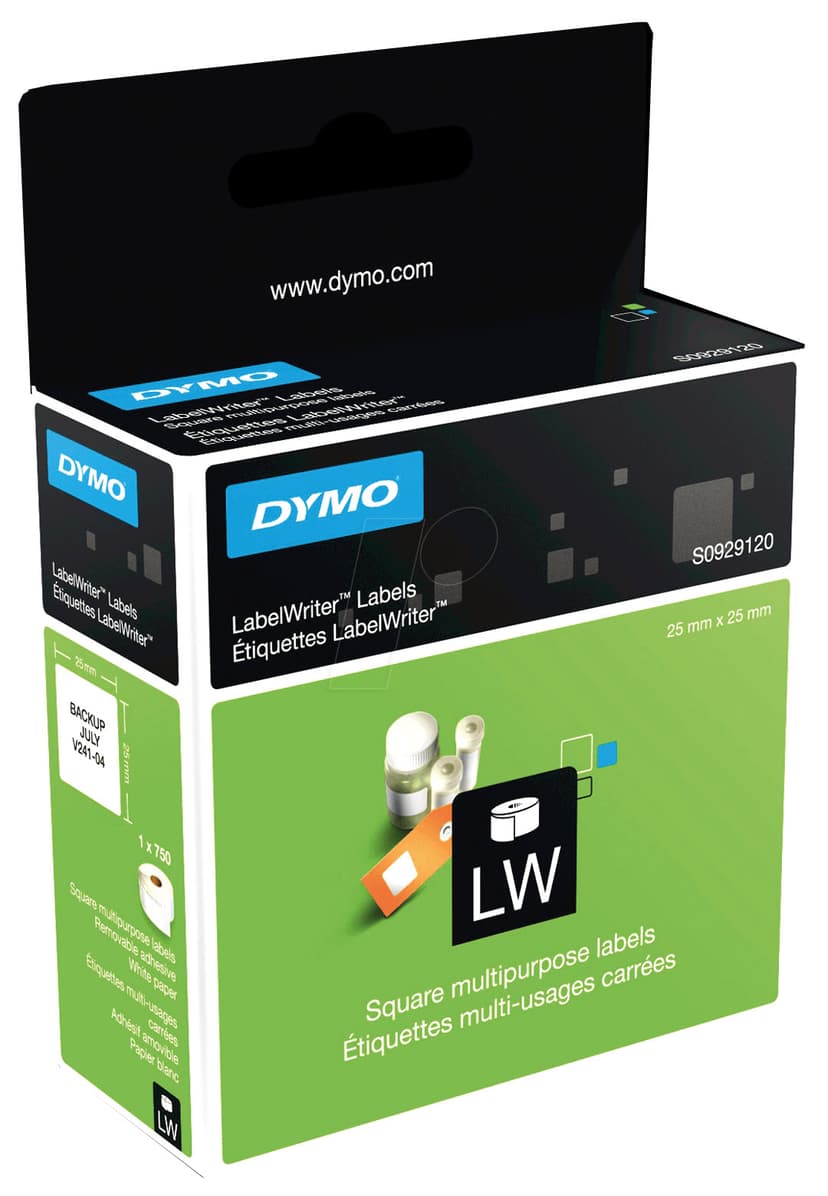 Dymo Etiketter Universal Fyrkantig 25 x 25mm - LW