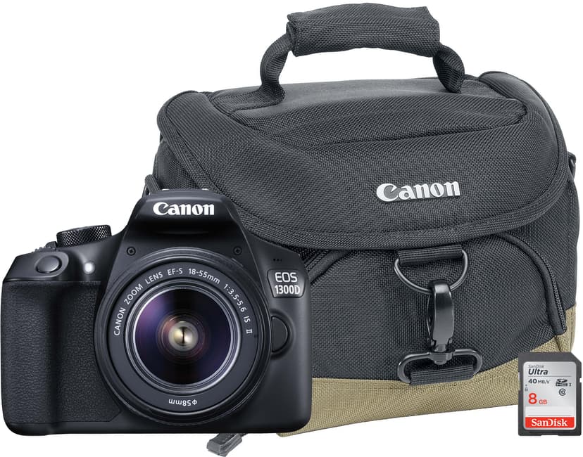 Canon EOS 1300D EF-S 18-55/3.5-5.6 IS II + 8GB Taske (1160C028+0033X089) | Dustin.dk