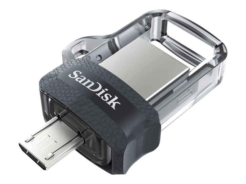 SanDisk Ultra Dual Drive M3.0 64GB USB Type-A / Micro-USB Musta, Hopea, Läpinäkyvä
