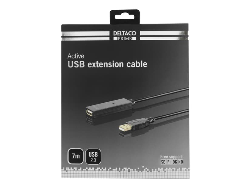 Deltaco USB2-EX7M 7m USB A USB A Musta