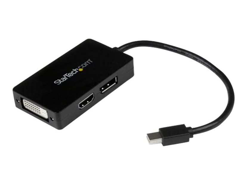 Startech Travel A/V adapter 0.15m Mini DisplayPort Uros 20 nastan näyttöporttiliitin, 24+1-nastainen digitaalinen DVI, HDMI Tyyppi A Naaras