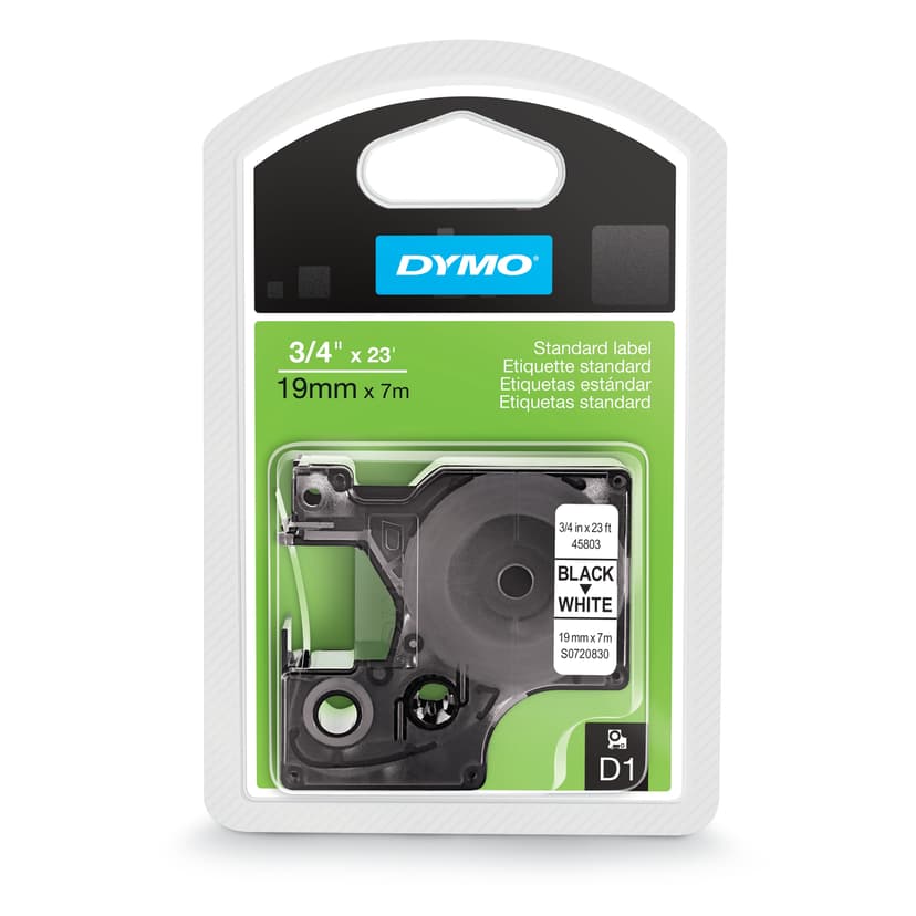 Dymo Tape D1 19mm Svart/Vit
