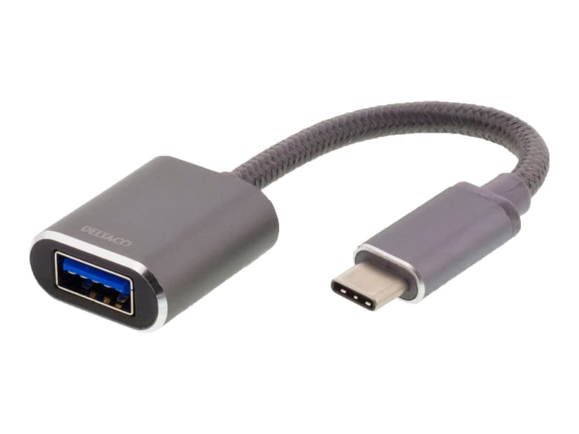 Deltaco USB-C 3.1 To USB-A adapter OTG 10 cm - Space Grey 24 pin USB-C Hane 9-stifts USB typ A 1100m Hona 24 pin USB-C Hane 9-stifts USB typ A Hona