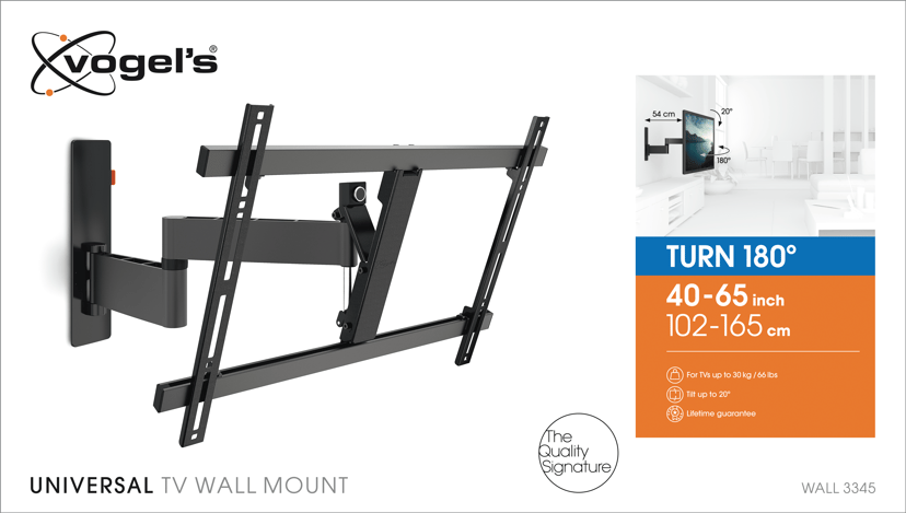 Vogel´s Wall 3345 Veggbeslag Roterbart 180 40-65" Svart