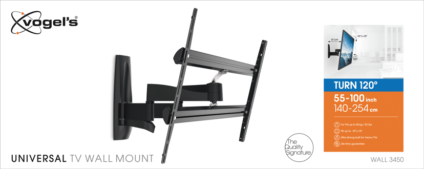 Vogel´s Wall 3450 Veggfeste Roterbart Fram 120 55-100" Svart