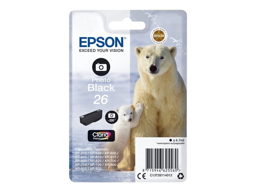 Epson Muste Kuva Musta 26 Claria Premium