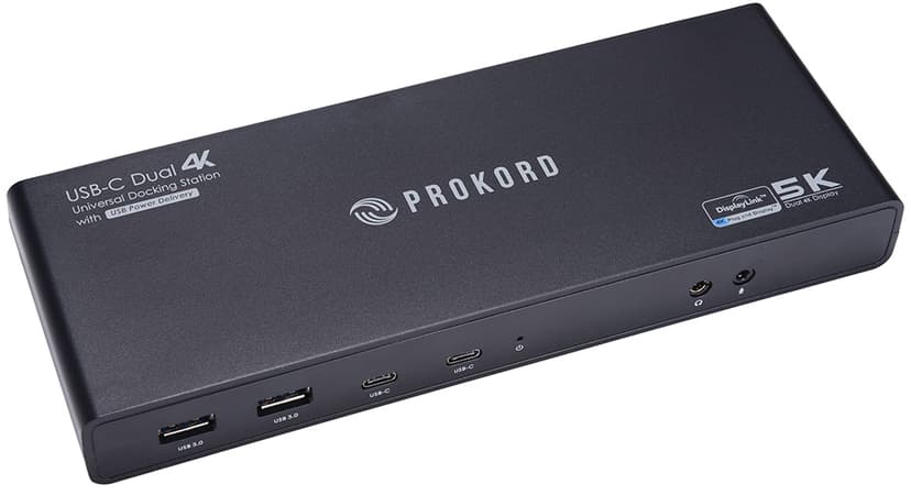 Prokord Workplace Charging Dockingsstation USB-C 5K Dual Monitor 65W USB-C Portreplikator