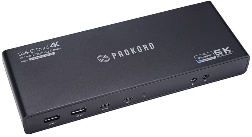 Prokord Workplace Charging Dockingstation USB-C 5K Dual Monitor 100W USB-C Porttitoistin