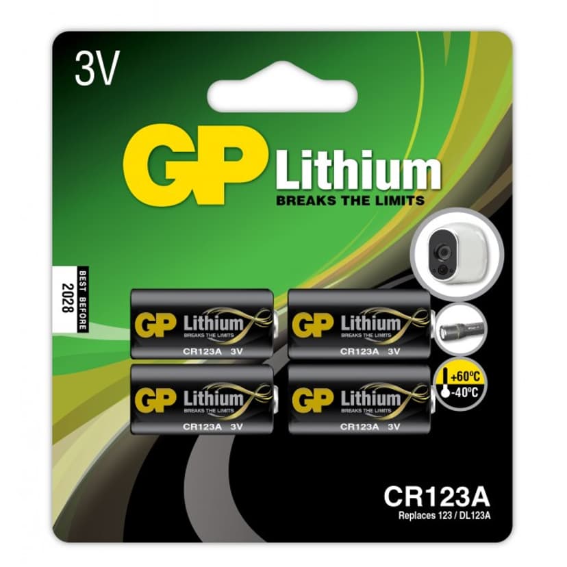 GP Battery Lithium CR123A-C1 3V 4-Pack
