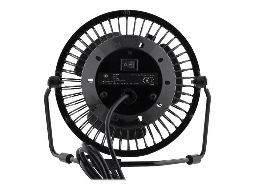 Deltaco Gaming USB Table Fan With Clock (H:M:S) Black