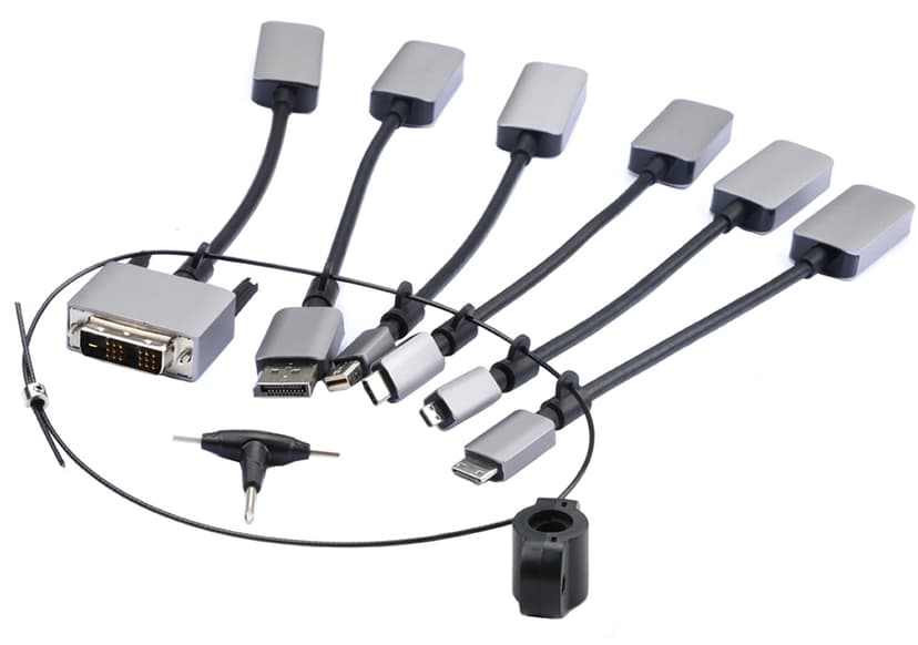 Prokord Video Adapter Kit Premium All+USB DisplayPort, DisplayPort Mini, DVI-D, HDMI Micro, HDMI Mini, USB-C Hane HDMI Hona Svart