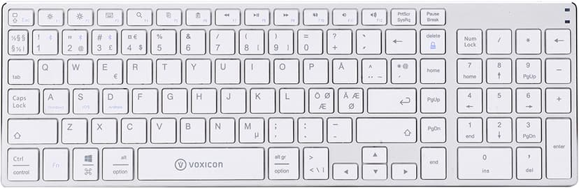 Voxicon Slim BT 300 Trådløs Nordisk Hvid, Sølv Tastatur