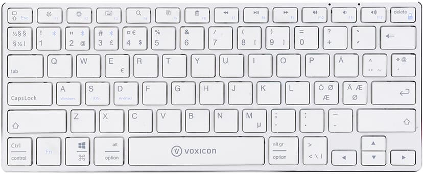 Voxicon Ultra-Slim BT 400 Trådløs Nordisk Hvit, Sølv Tastatur