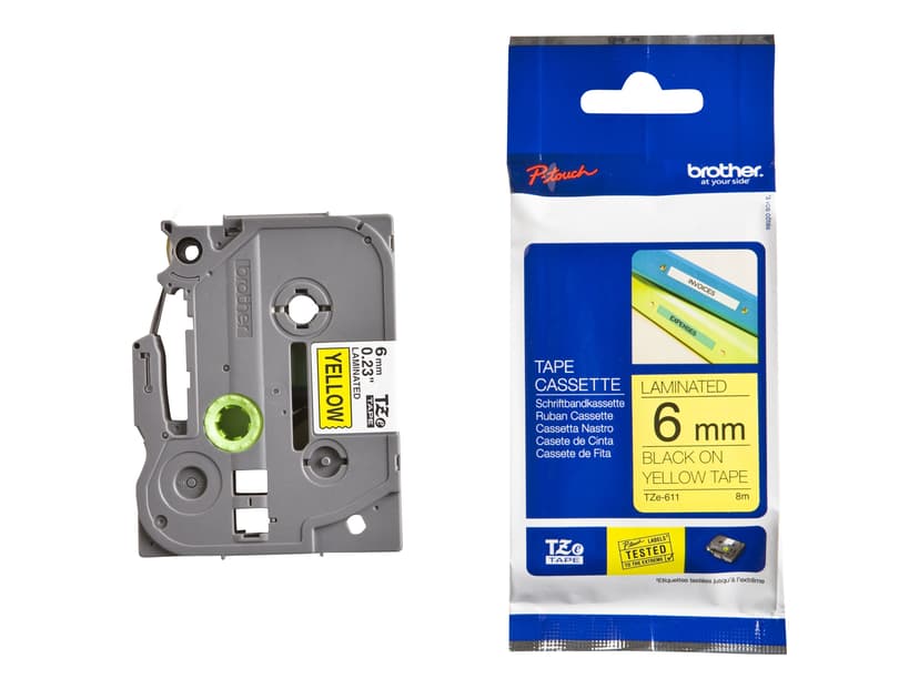 Brother Tape TZe-611 6mm Svart/Gul