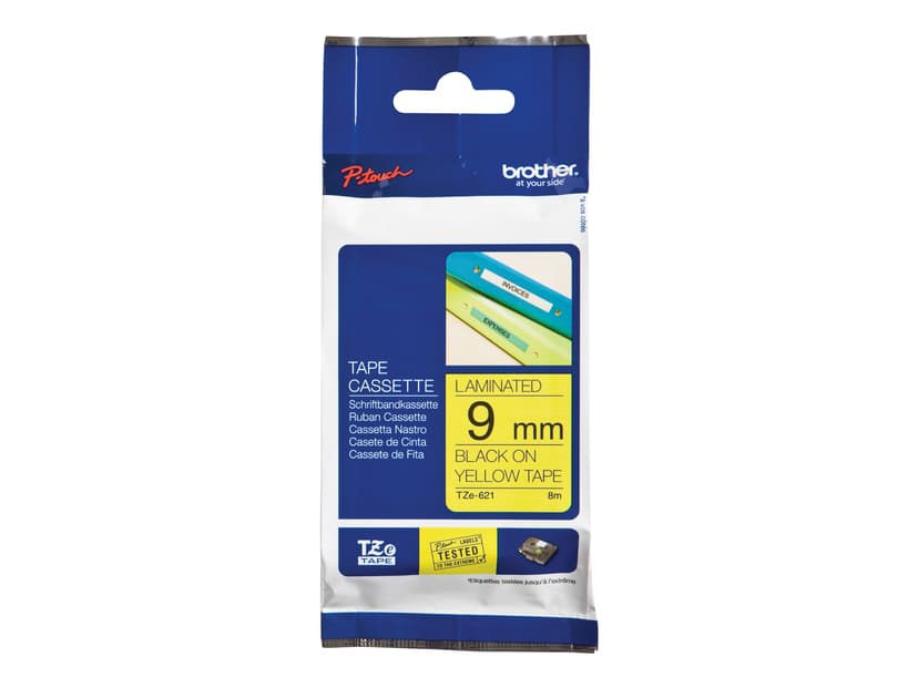Brother Tape TZE-621 9mm Svart/Gul
