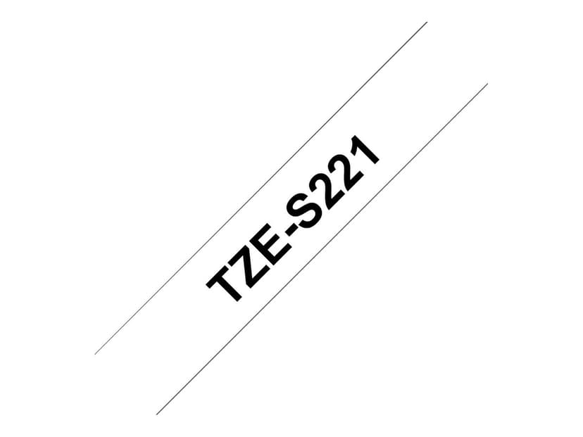 Brother Tape TZE-S221 9mm Svart/Hvit Extra Stark
