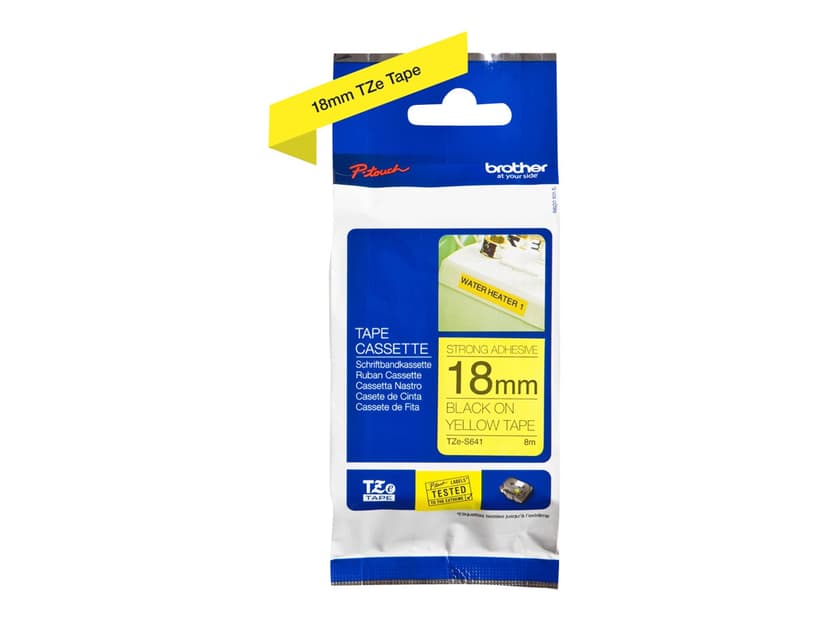 Brother Tape TZE-S641 18mm Sort/Gul Extra Stark