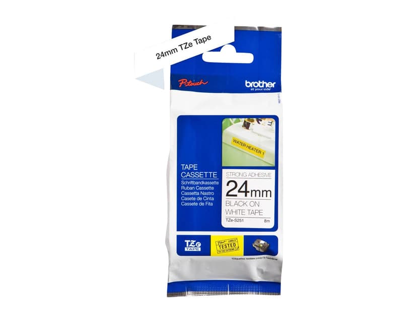 Brother Tape TZE-S251 24mm Sort/Hvid Stark