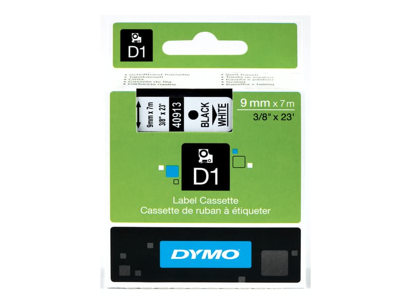 Dymo Tape D1 9mm Musta/Valkoinen