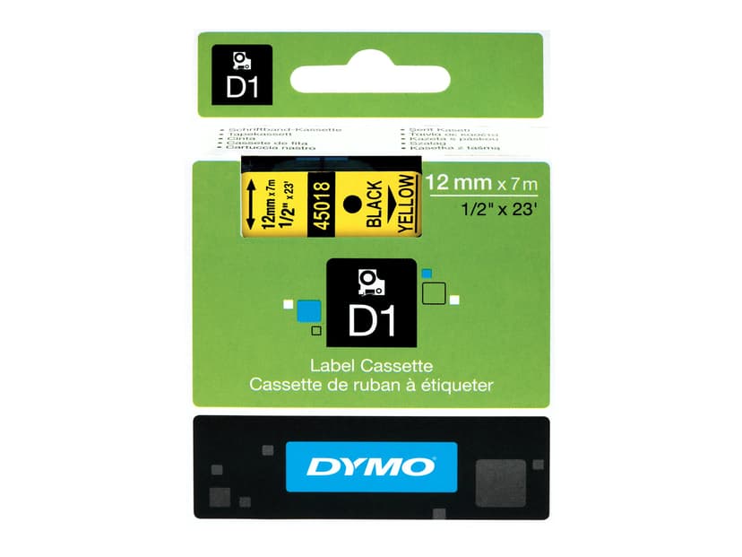 Dymo Tape D1 12mm Musta/Keltainen