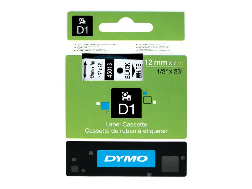Dymo Tape D1 12mm Hvit/Svart