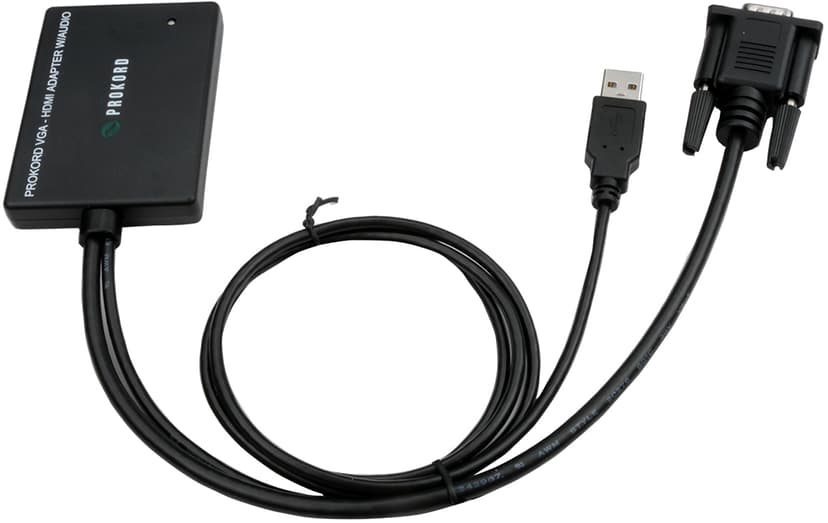 Prokord VGA - HDMI Adapter W/Sound USB Type-A + VGA (D-Sub) HDMI Musta