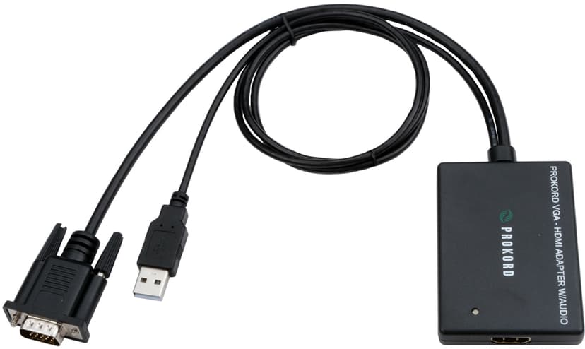 Prokord VGA - HDMI Adapter W/Sound USB, VGA Uros HDMI Naaras Musta