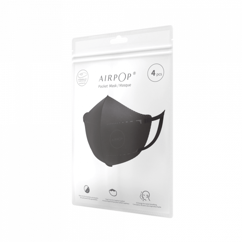Airpop Pocket Mask NV Musta 4-Pack