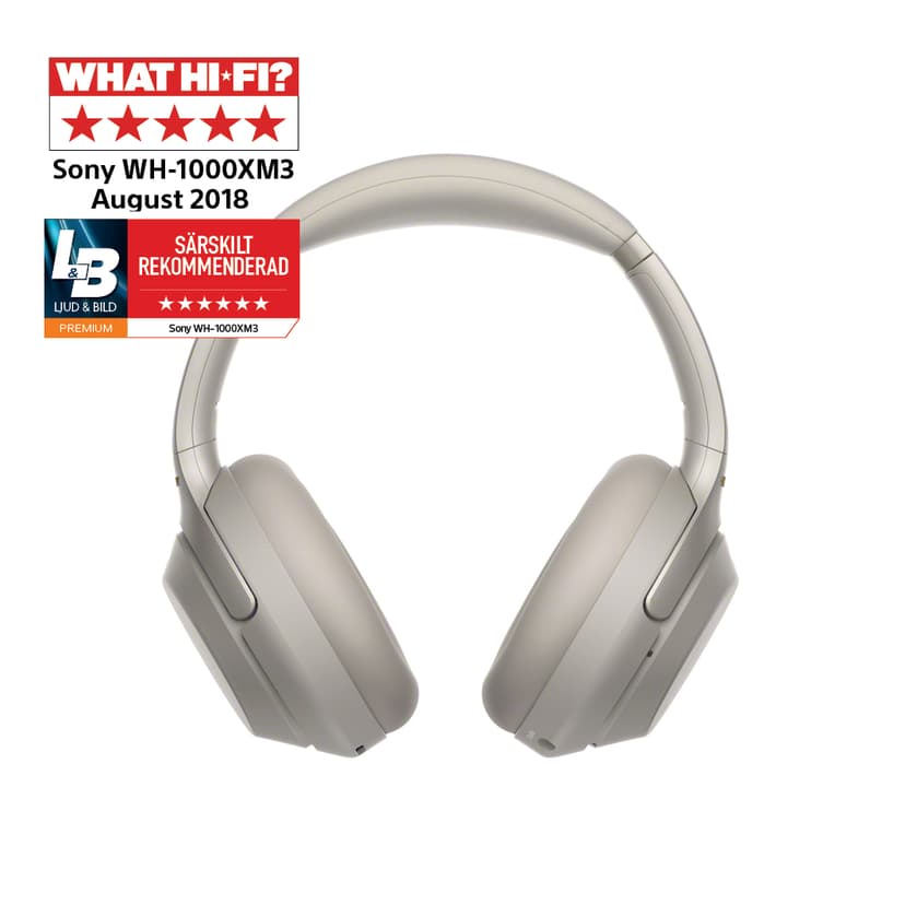 Sony WH-1000XM3 langattomat kuulokkeet mikrofonilla Kuulokkeet 3,5 mm jakkiliitin Hopea
