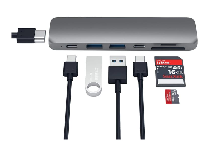 Satechi Type-C Pro Hub 4K HDMI 85W Space Gray USB 3.2 Gen 1 (3.1 Gen 1) Type-C