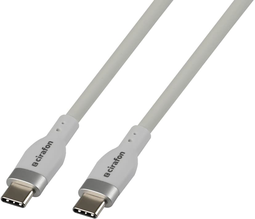 Cirafon Sync/Charge Cable Silicon USB 3.2 Gen 2×2 20Gbps 240W 1m USB C USB C Valkoinen