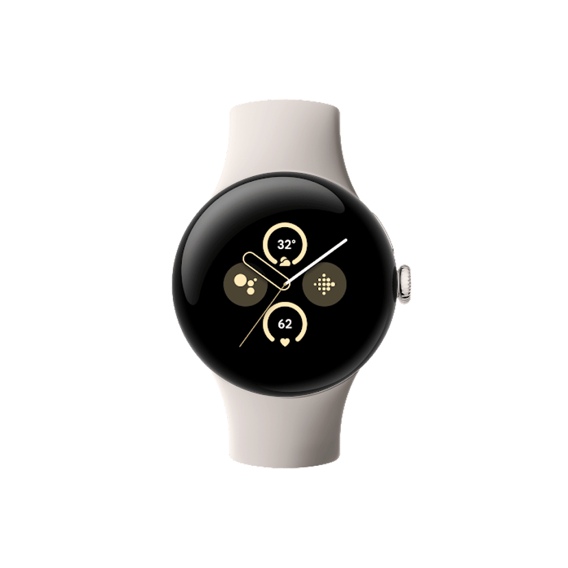 Google Pixel Watch 2 LTE Polished Silver Case Porcelain Band ...