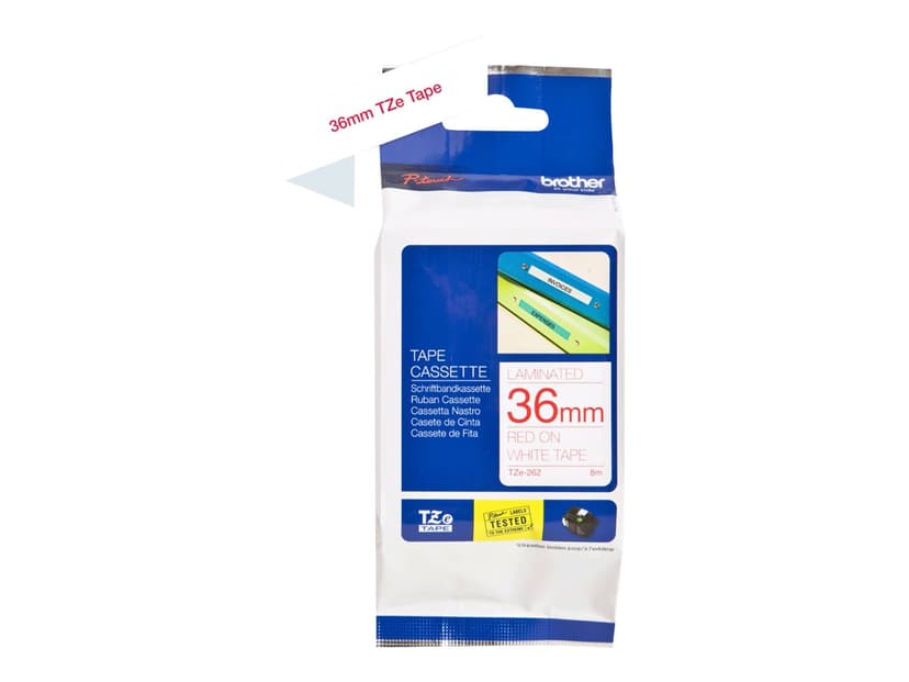 Brother Tape 36mm TZe-262 R�d/Hvid