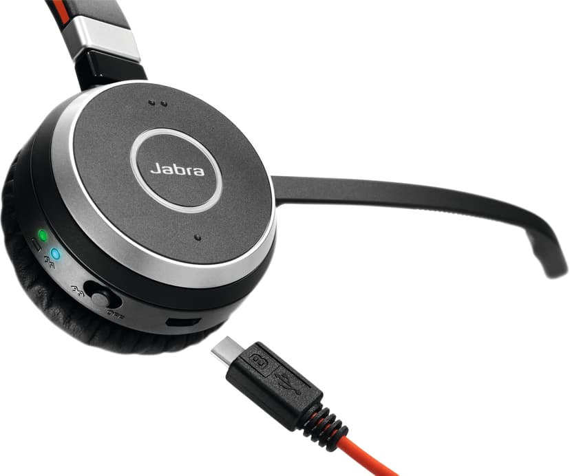 Jabra Evolve 65 MS Headset USB-A via Bluetooth-adapter Microsoft-teams Stereo Svart