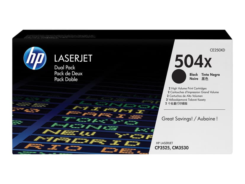 HP Toner Svart 504X - CE250XD 2-Pack