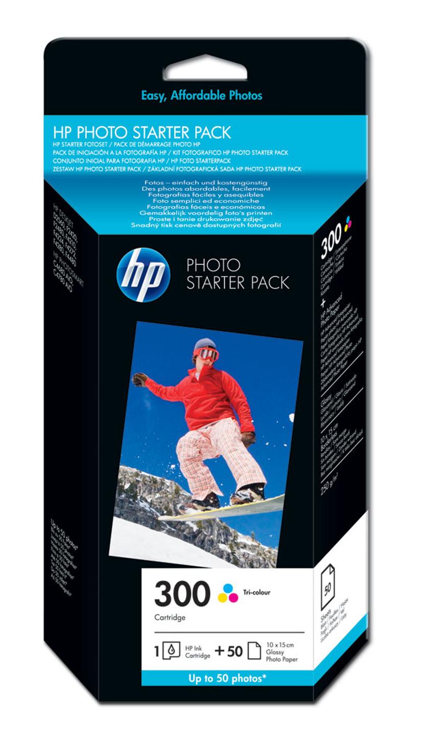 HP Muste Kuva Pack 300-Series (C/M/Y) + 10x15CM 50 Sheets