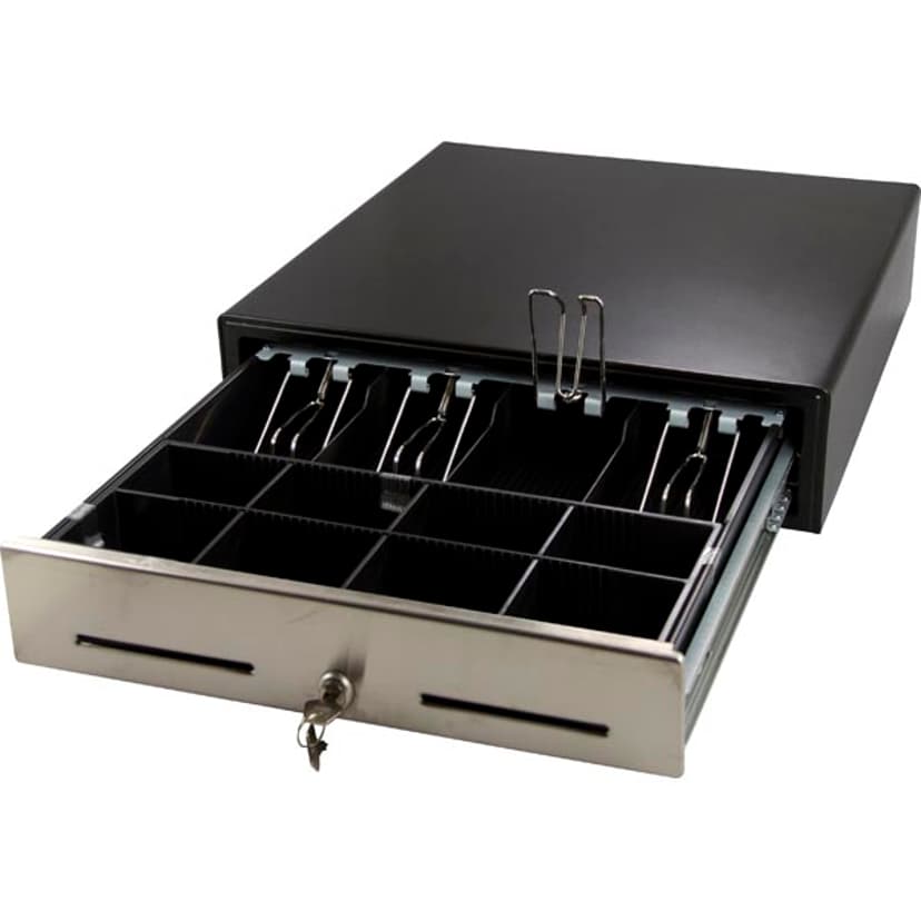 Delta Deltaco Cash Drawer 4+8 Tray Lockable Black/Silver