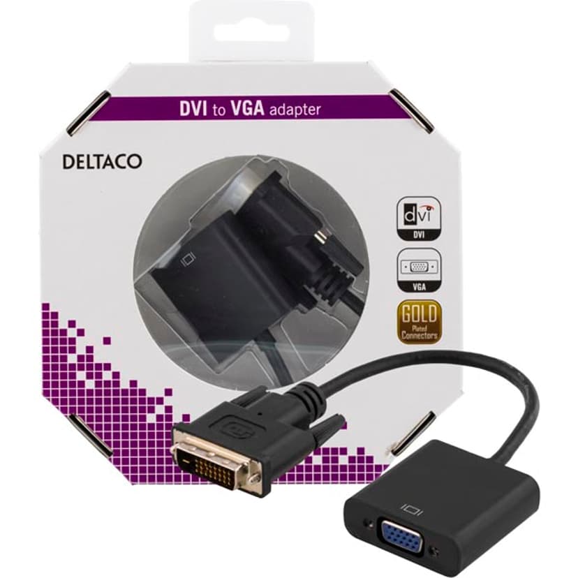 Deltaco Adapter DVI-D Hane VGA Hona 24+1 pin digital DVI Hane 15 pin HD D-Sub (HD-15) Hona