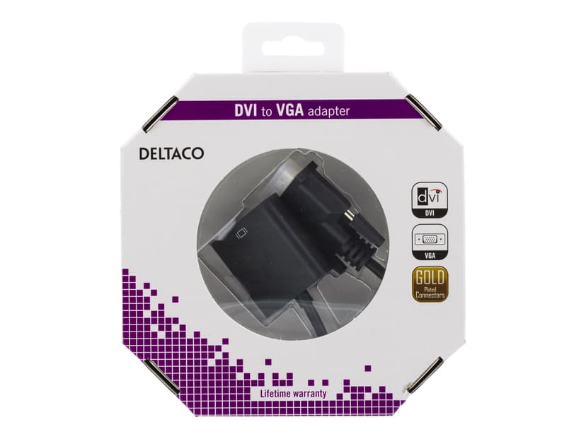 Deltaco Adapter DVI-D Hane VGA Hona 24+1 pin digital DVI Hane 15 pin HD D-Sub (HD-15) Hona
