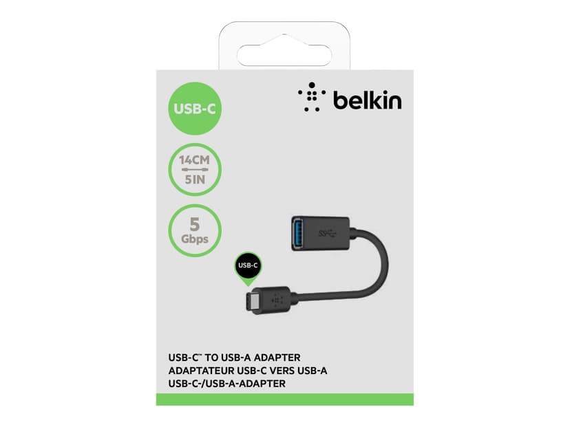 Belkin USB sovitin 24 pin USB-C Uros 9 pin USB Type A Naaras