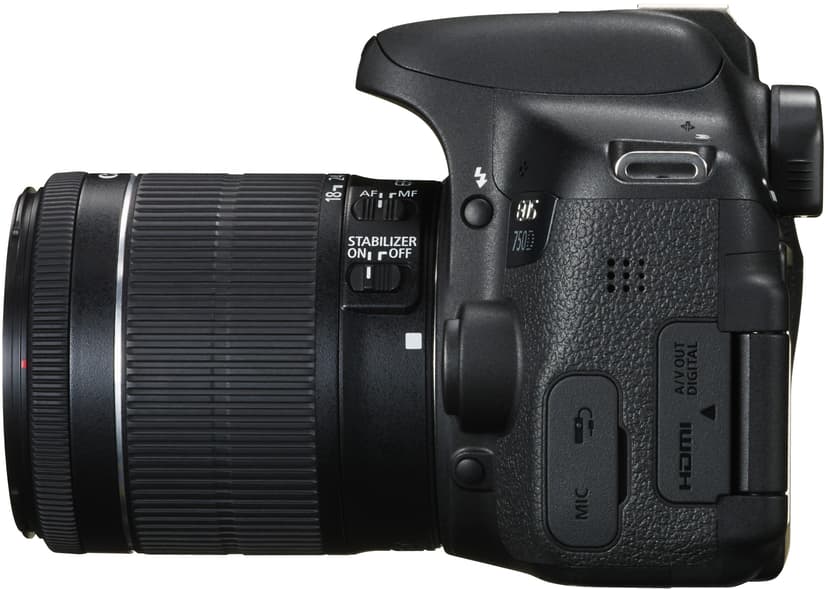 Ingeniører Nogen sikring Canon Eos 750D + Ef-S 18-55/3.5-5.6 Is Stm + Taske + 64GB SD (5010914925) |  Dustin.dk