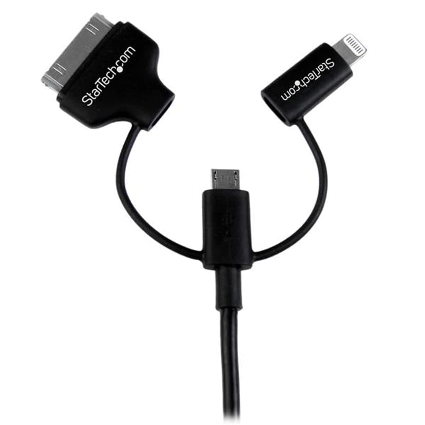 Startech 1m Black Lightning or 30-pin Dock or Micro USB to USB Cable 1m USB A Micro-USB B Musta