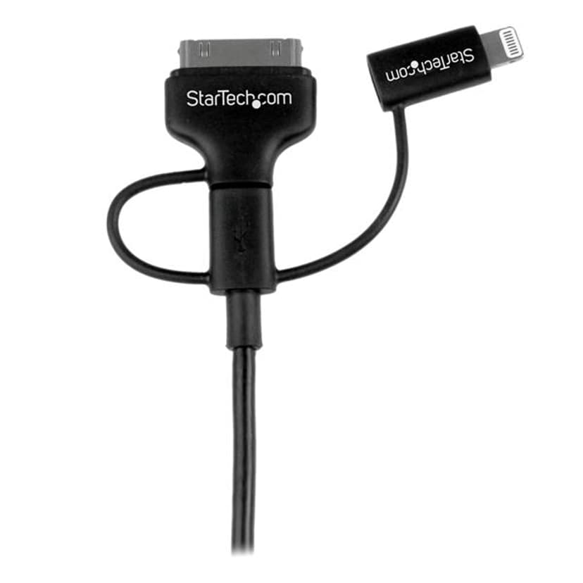 Startech 1m Black Lightning or 30-pin Dock or Micro USB to USB Cable 1m USB A Micro-USB B