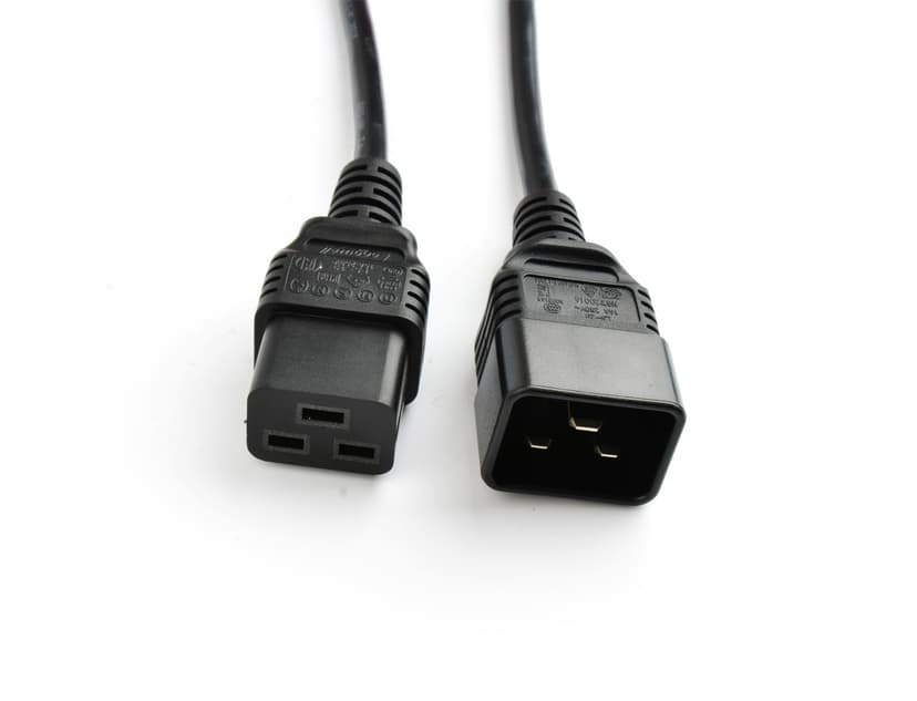 Prokord Forlængerkabel til strøm 1m Strøm IEC 60320 C20 Strøm IEC 60320 C19
