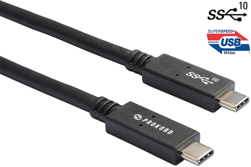 Prokord USB-C kaapeli USB certified (60W) 1m USB C USB C Musta