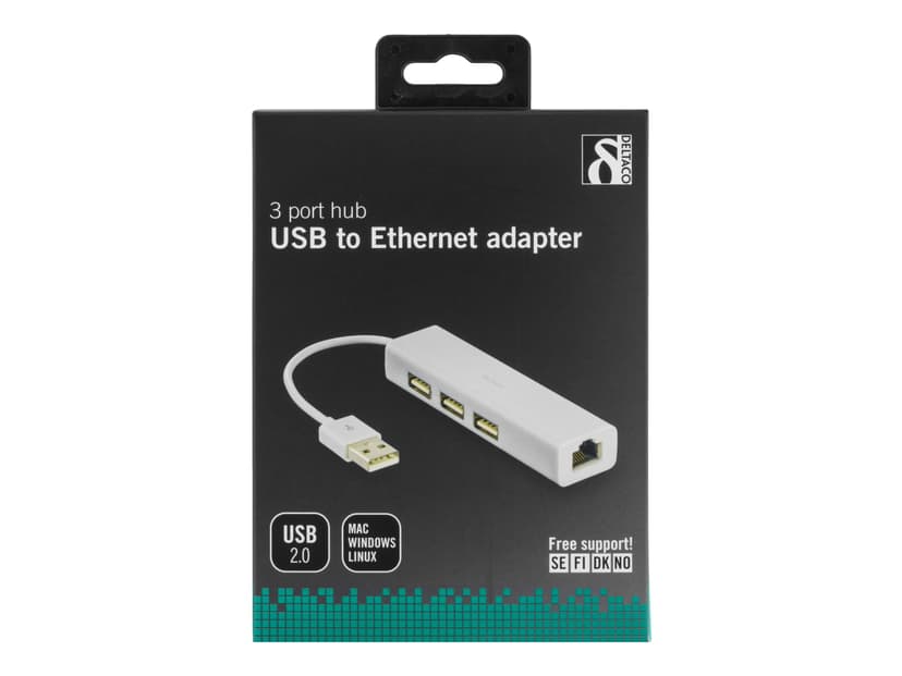 Deltaco USB2-LAN3 USB Hubb